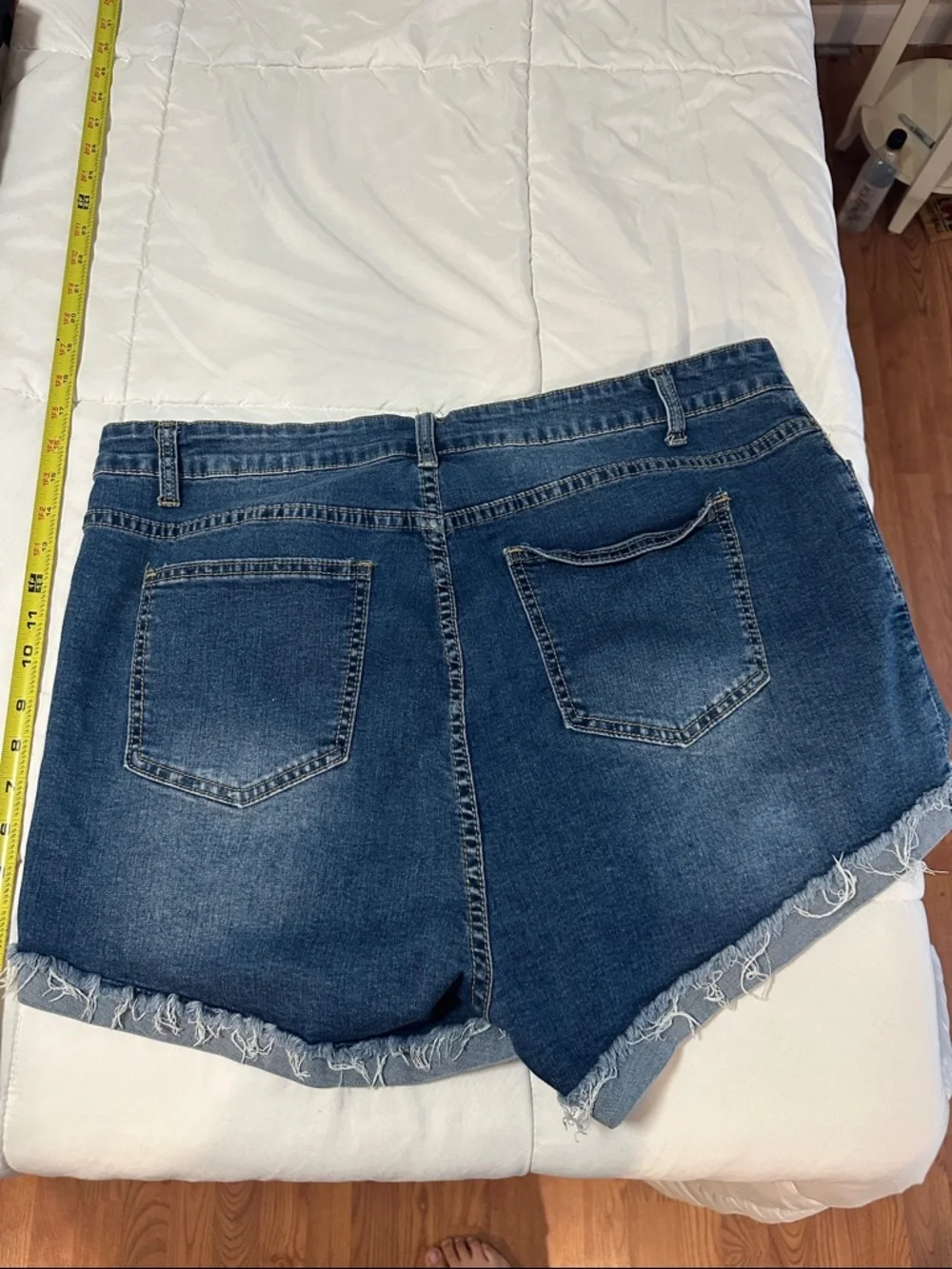 SHEIN Distressed Dark Blue Denim Jean Shorts #33 - Picture 2 of 2